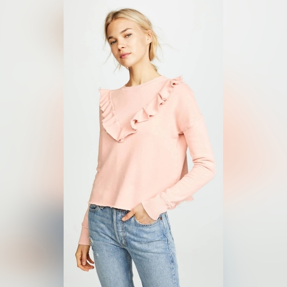 Free People Sweaters - Free People Ooh La Ruffle Sweater Size S Pink